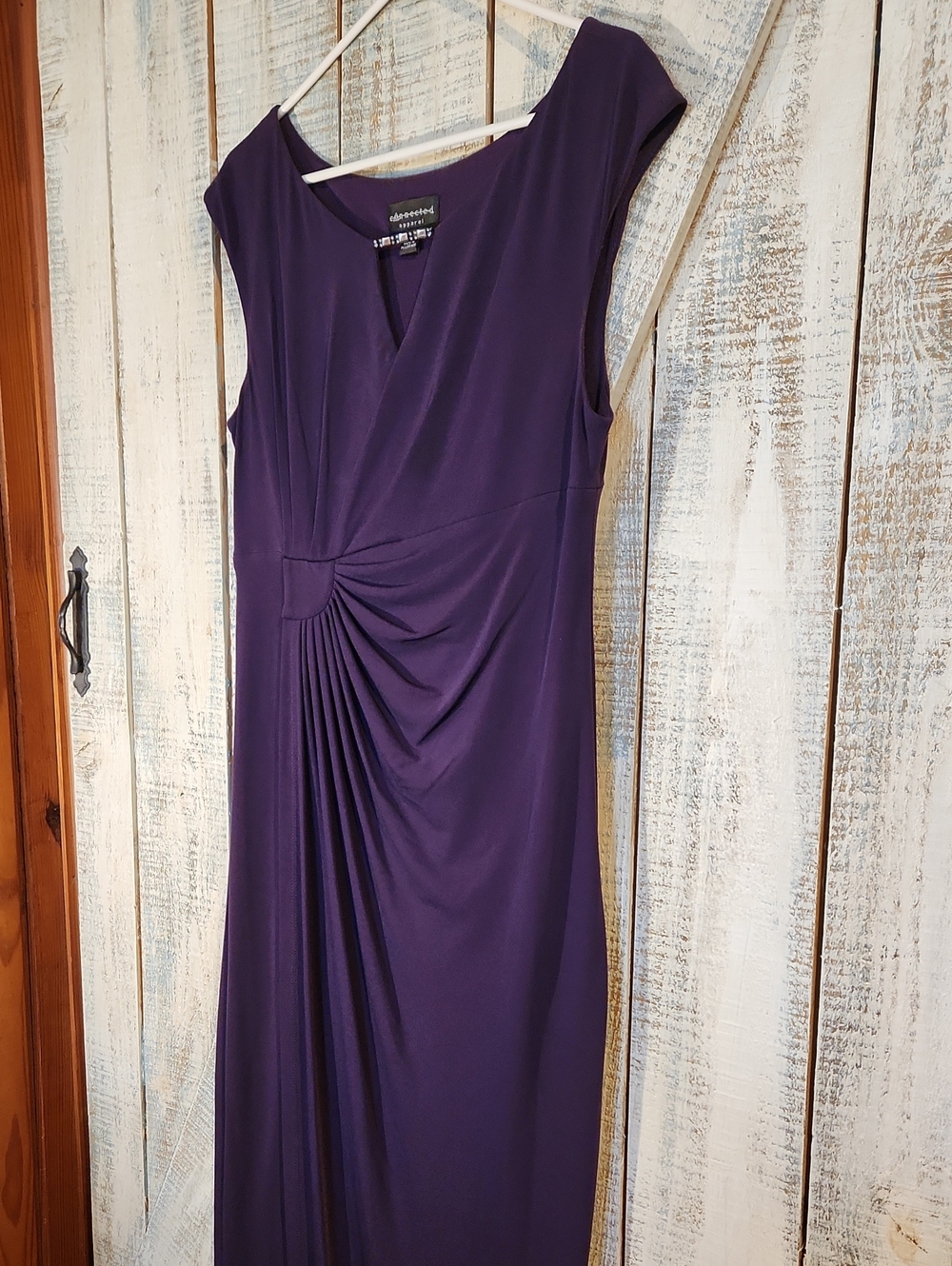 CONNECTED APPAREL SIZE 10 Sleeveless Purple Ruched Maxi mother Of Bride/groom